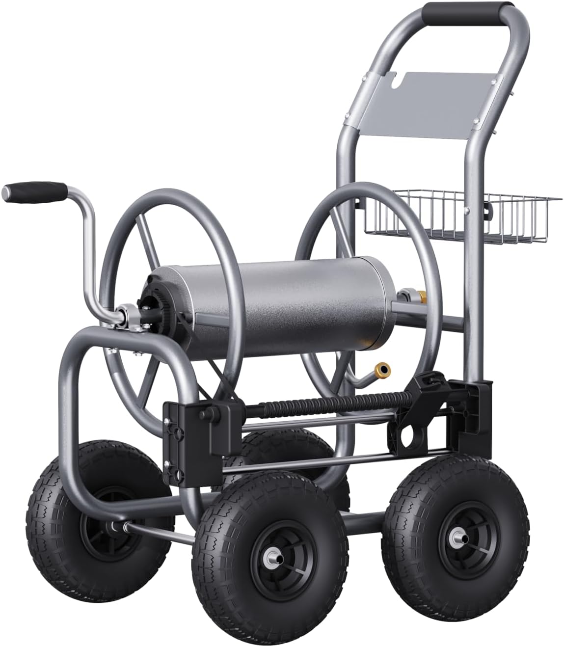 Giraffe Tools Hose Reel Cart with Wheels - Heavy Duty Industrial Hose Reel for Outside, 250-Feet of 5/8" Hose Capacity, Hose Guide Pre-Installed