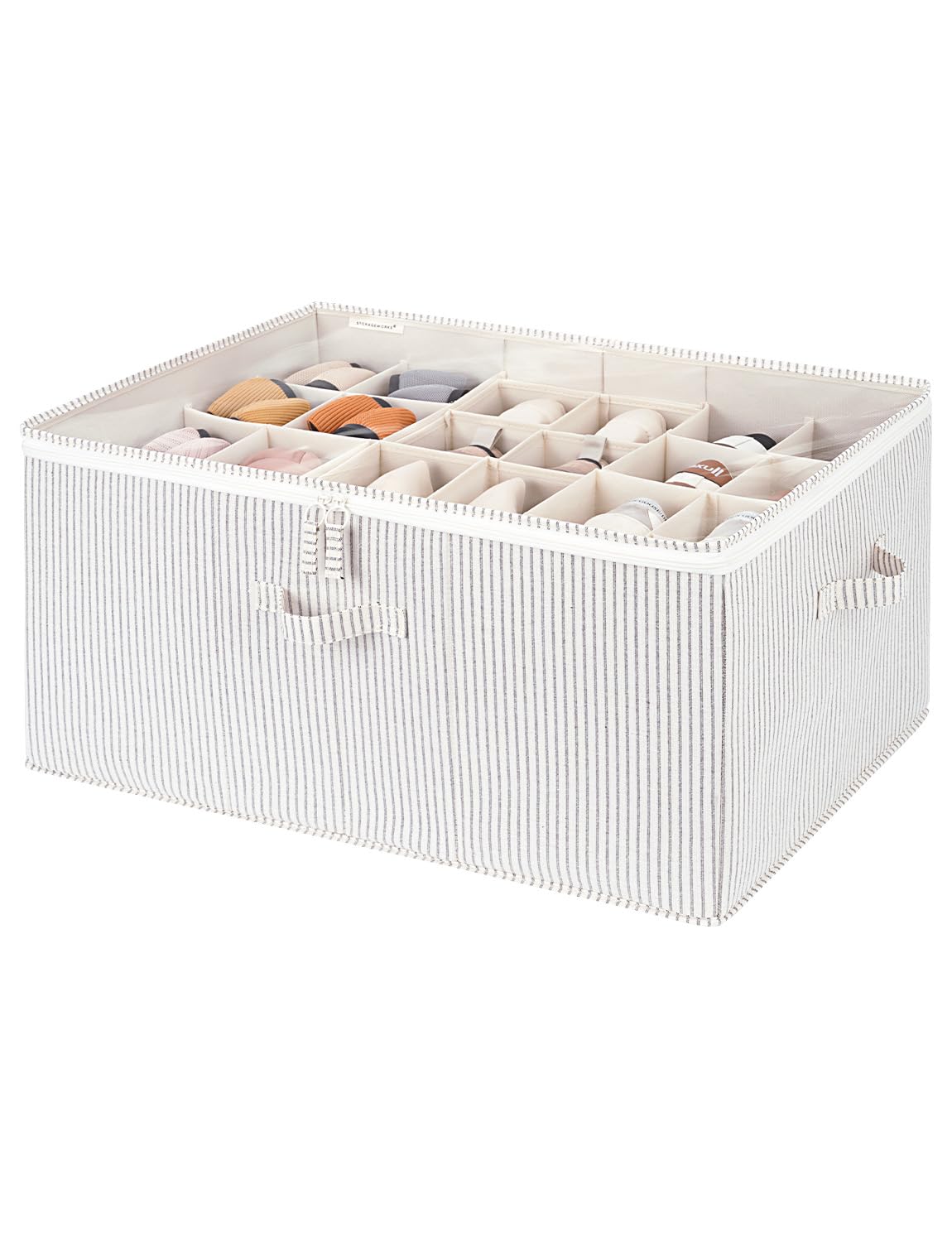 StorageWorks Shoe Organizer for Closet, Fits up to 16 Pairs, Shoe Cubby Storage Containers with Adjustable Dividers and Clear Cover, Beige
