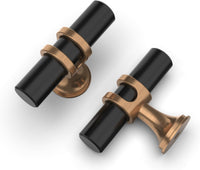 Asidrama 10 Pack Champagne Bronze and Matte Black Kitchen Cabinet Knobs Cabinet Hardware Zinc Knobs for Dresser Drawers
