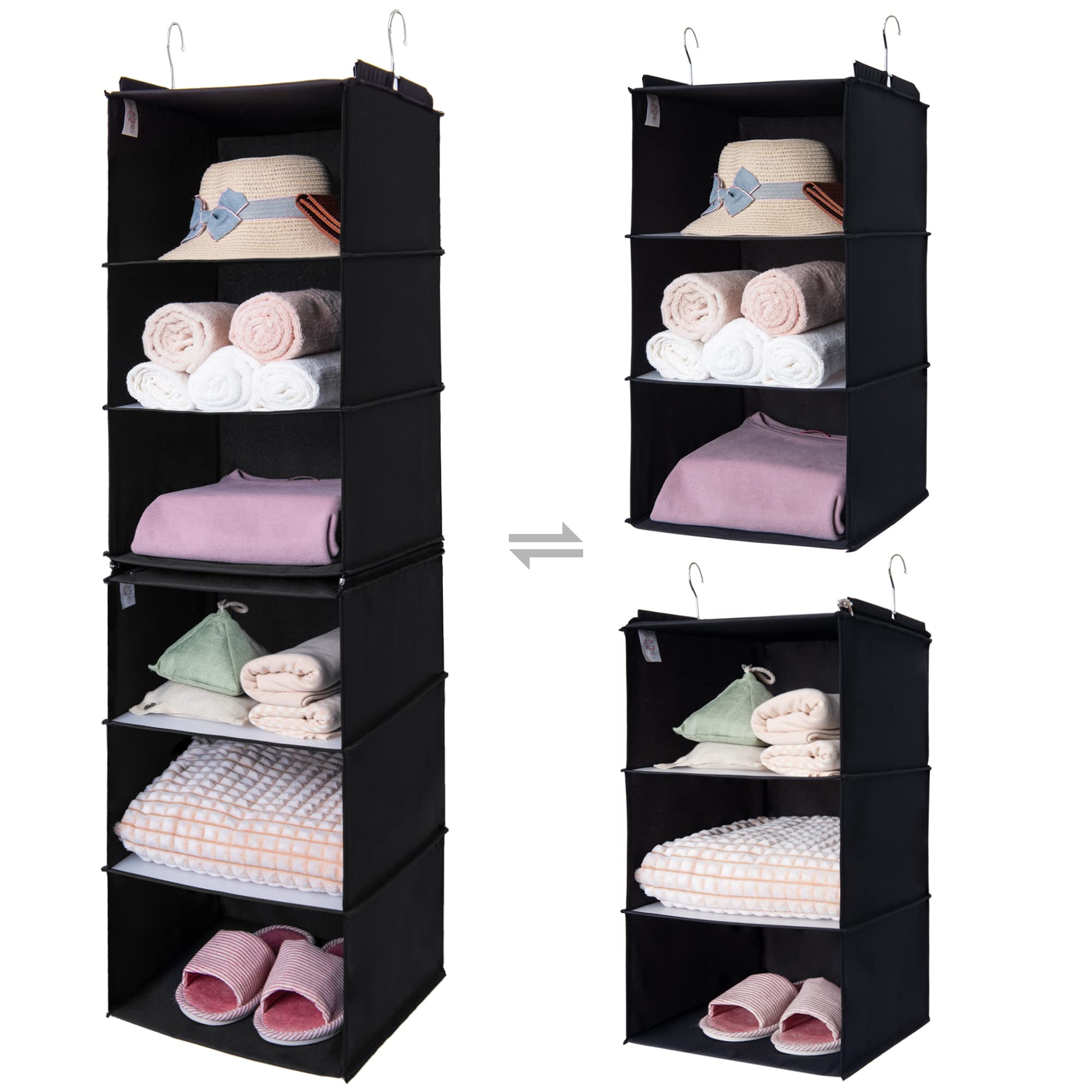 GRANNY SAYS 3-Shelf Hanging Closet Organizer and Storage, Collapsible Hanging Closet Shelves, Hanging Organizer for Closet & RV, Gray, 29 ½" H X 12" W X 12" D, 1-Pack