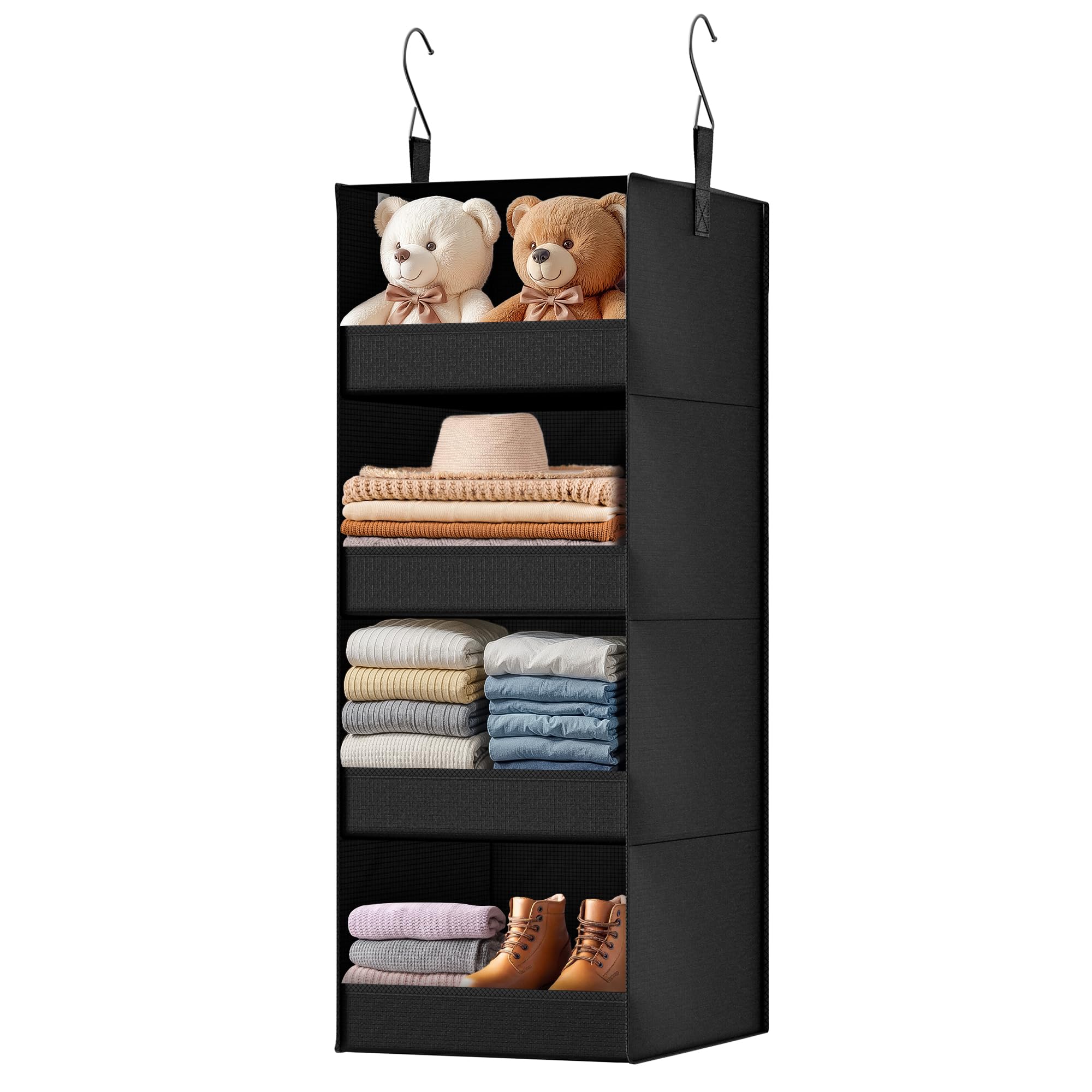 GRANNY SAYS 3-Shelf Hanging Closet Organizer and Storage, Collapsible Hanging Closet Shelves, Hanging Organizer for Closet & RV, Gray, 29 ½" H X 12" W X 12" D, 1-Pack