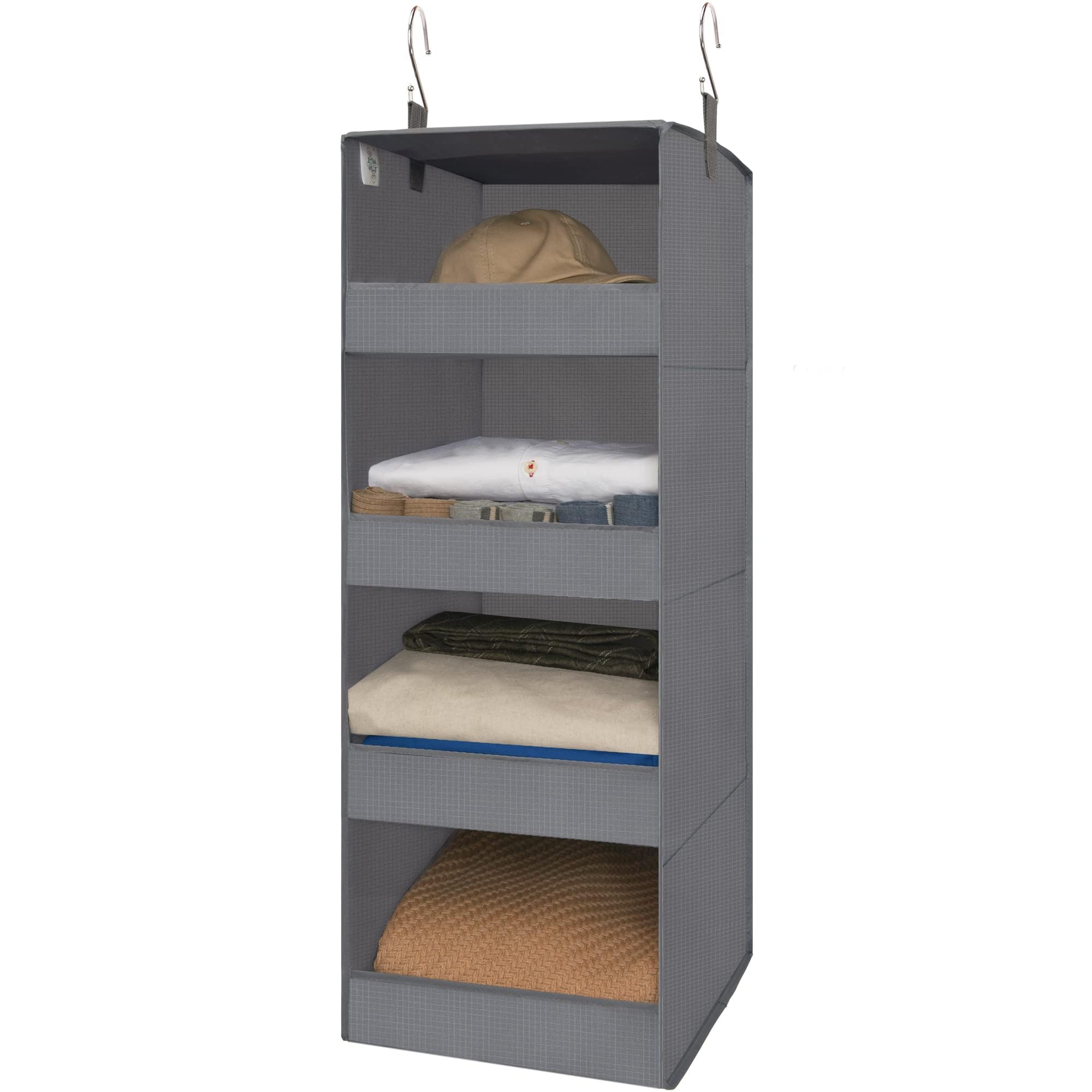 GRANNY SAYS 3-Shelf Hanging Closet Organizer and Storage, Collapsible Hanging Closet Shelves, Hanging Organizer for Closet & RV, Gray, 29 ½" H X 12" W X 12" D, 1-Pack