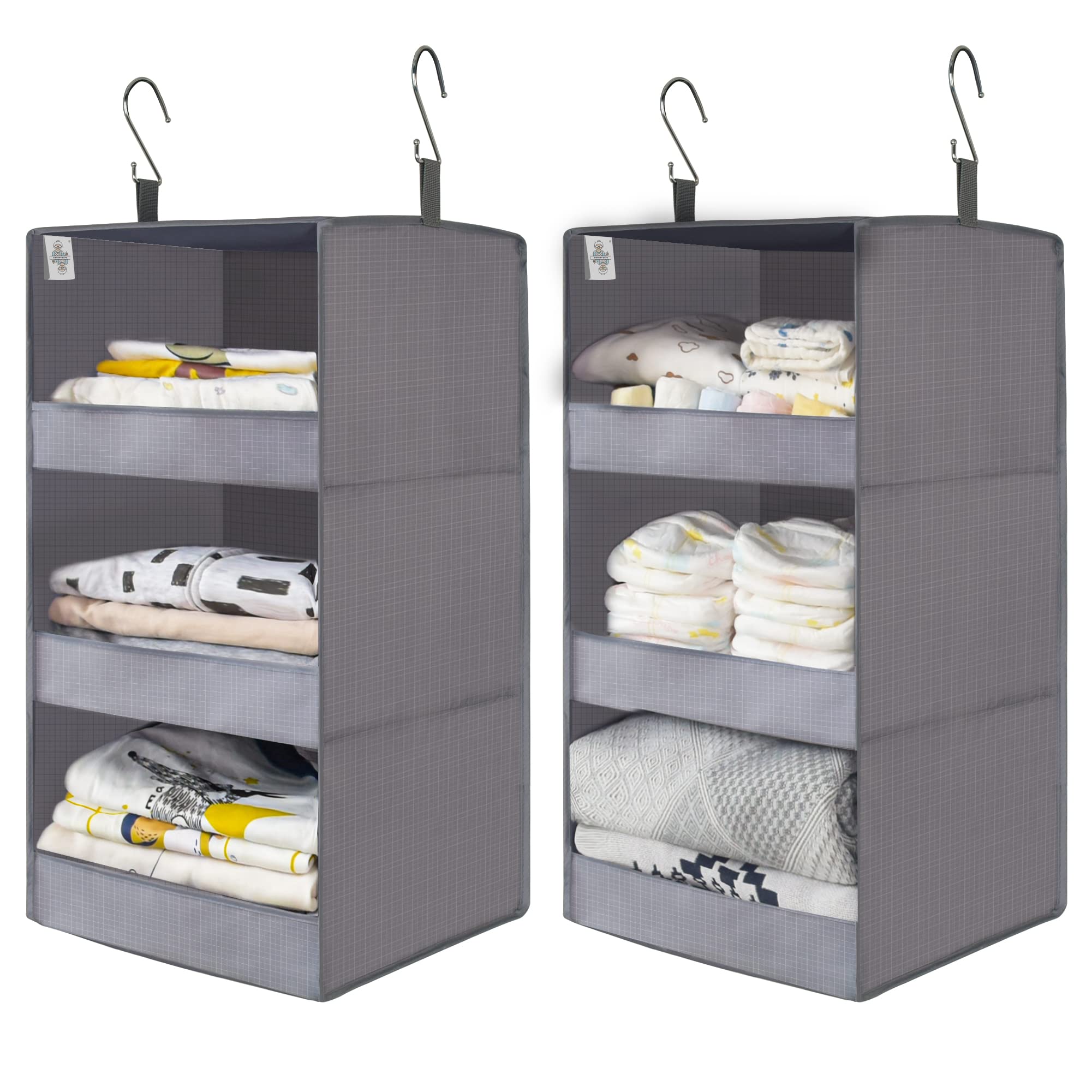 GRANNY SAYS 3-Shelf Hanging Closet Organizer and Storage, Collapsible Hanging Closet Shelves, Hanging Organizer for Closet & RV, Gray, 29 ½" H X 12" W X 12" D, 1-Pack