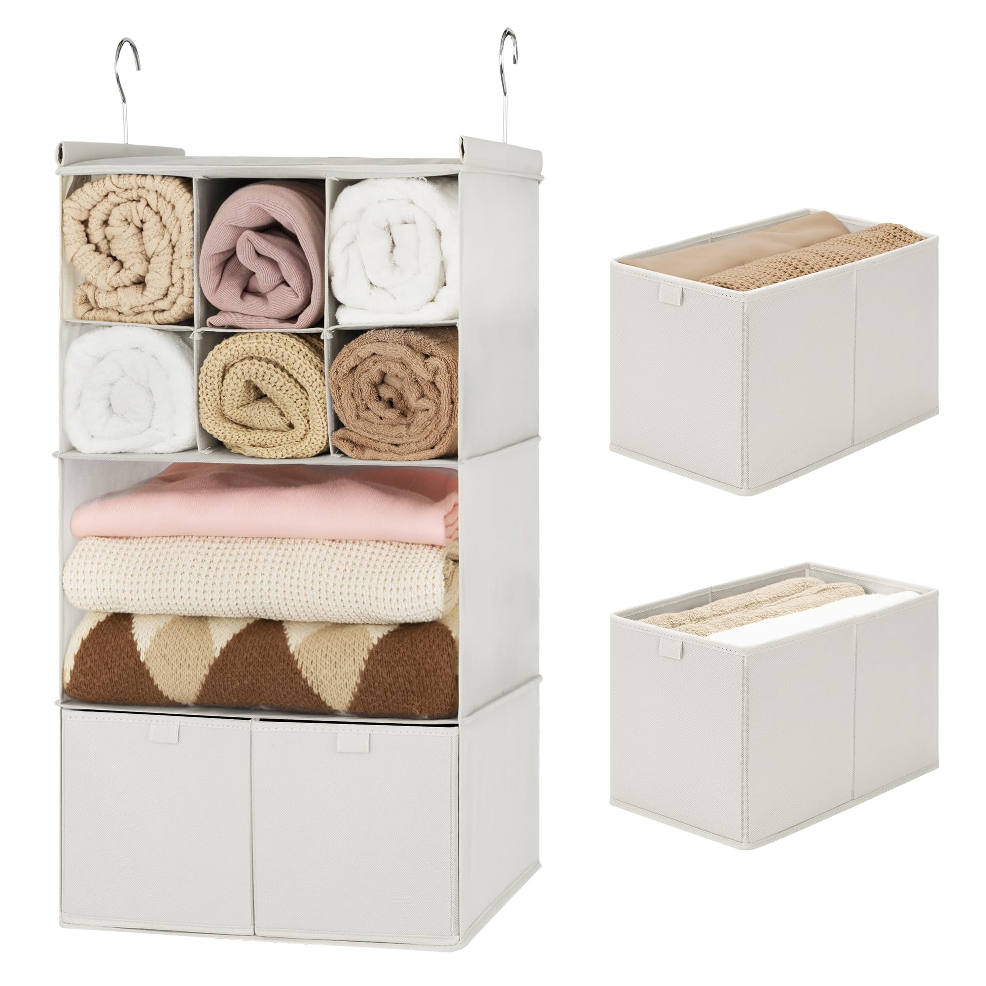 GRANNY SAYS 3-Shelf Hanging Closet Organizer and Storage, Collapsible Hanging Closet Shelves, Hanging Organizer for Closet & RV, Gray, 29 ½" H X 12" W X 12" D, 1-Pack
