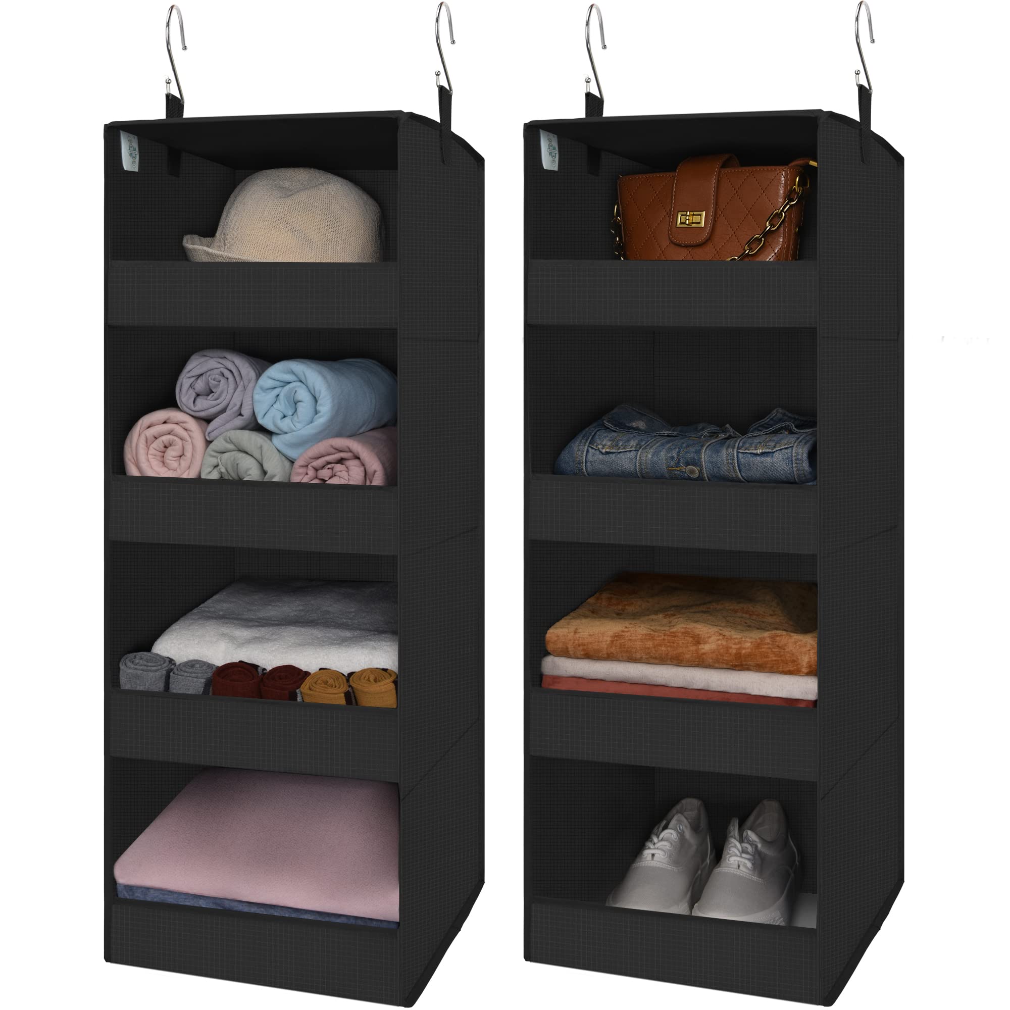 GRANNY SAYS 3-Shelf Hanging Closet Organizer and Storage, Collapsible Hanging Closet Shelves, Hanging Organizer for Closet & RV, Gray, 29 ½" H X 12" W X 12" D, 1-Pack