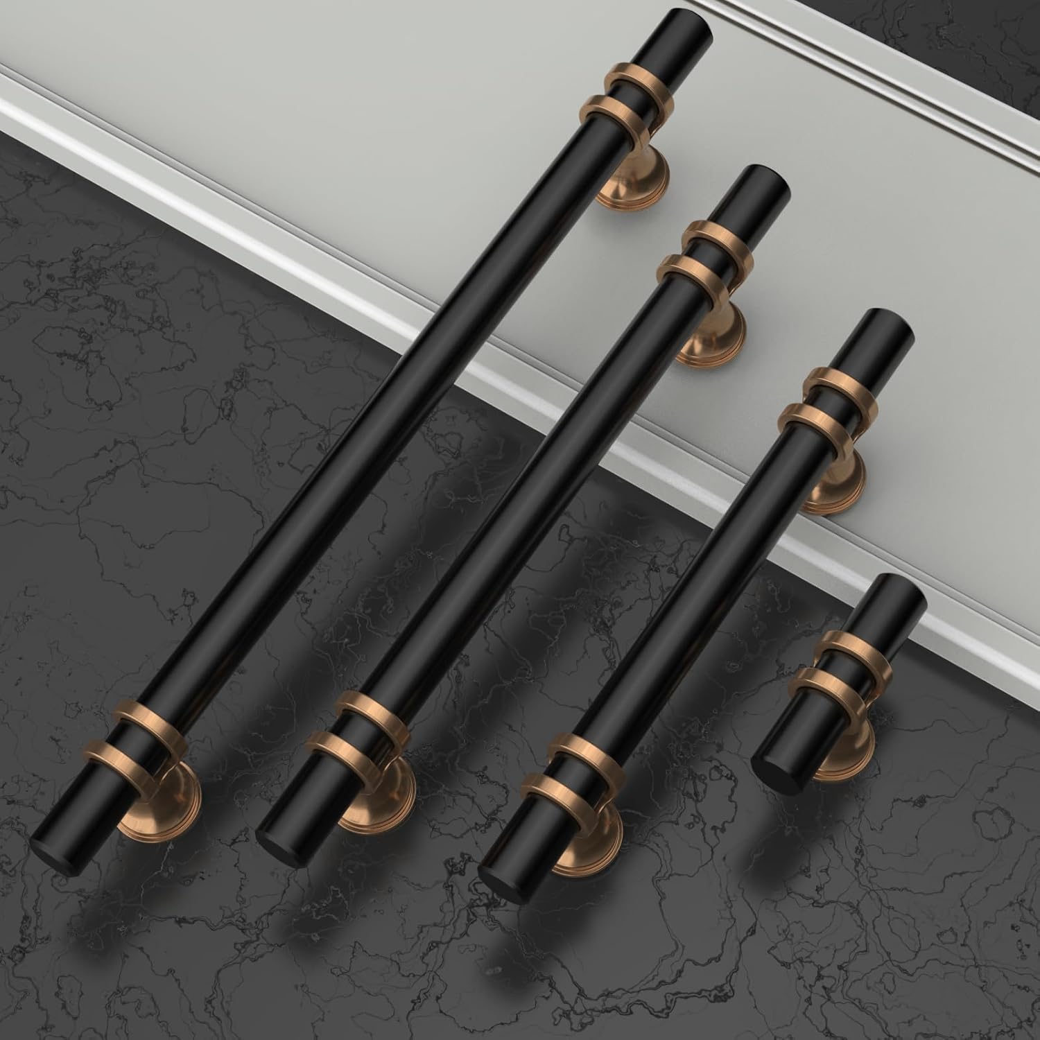 Asidrama 10 Pack Champagne Bronze and Matte Black Kitchen Cabinet Knobs Cabinet Hardware Zinc Knobs for Dresser Drawers