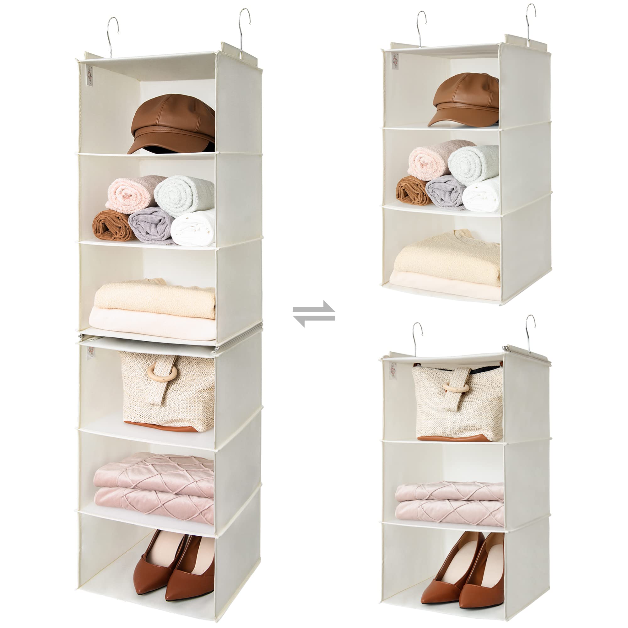 GRANNY SAYS 3-Shelf Hanging Closet Organizer and Storage, Collapsible Hanging Closet Shelves, Hanging Organizer for Closet & RV, Gray, 29 ½" H X 12" W X 12" D, 1-Pack