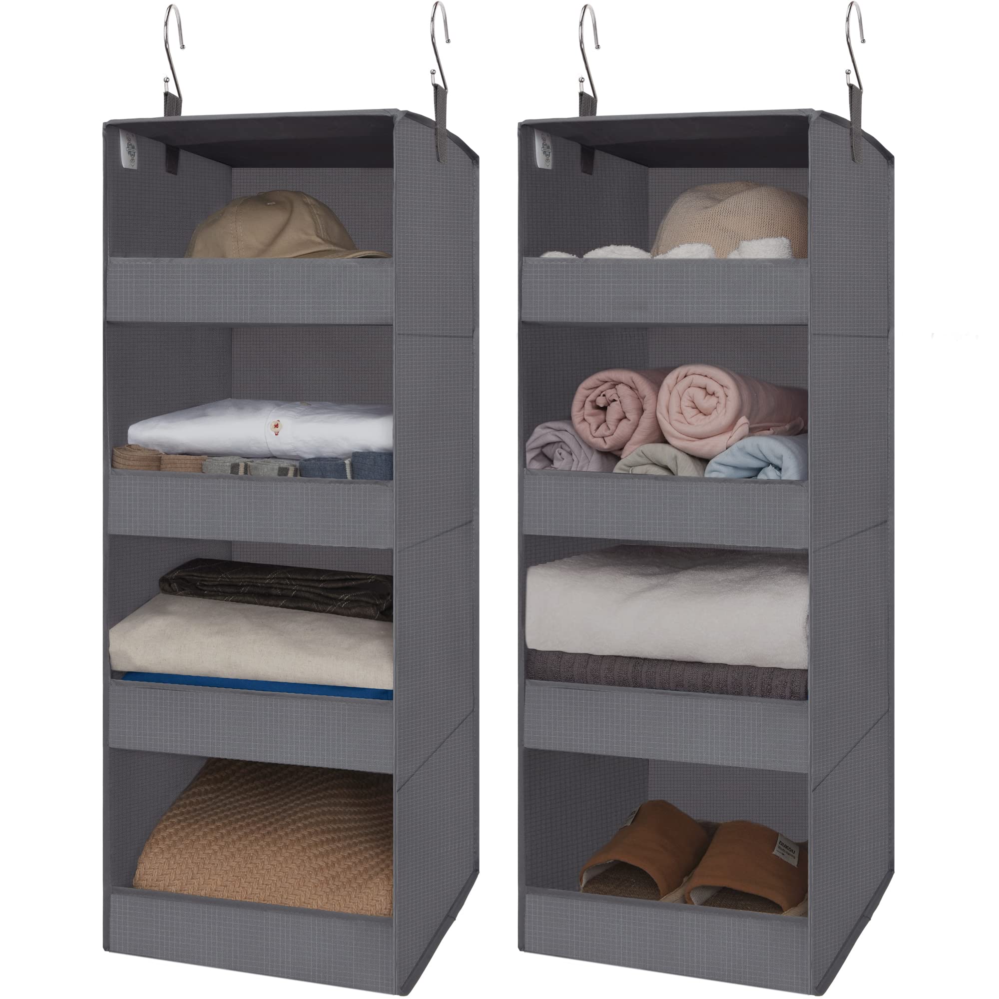 GRANNY SAYS 3-Shelf Hanging Closet Organizer and Storage, Collapsible Hanging Closet Shelves, Hanging Organizer for Closet & RV, Gray, 29 ½" H X 12" W X 12" D, 1-Pack