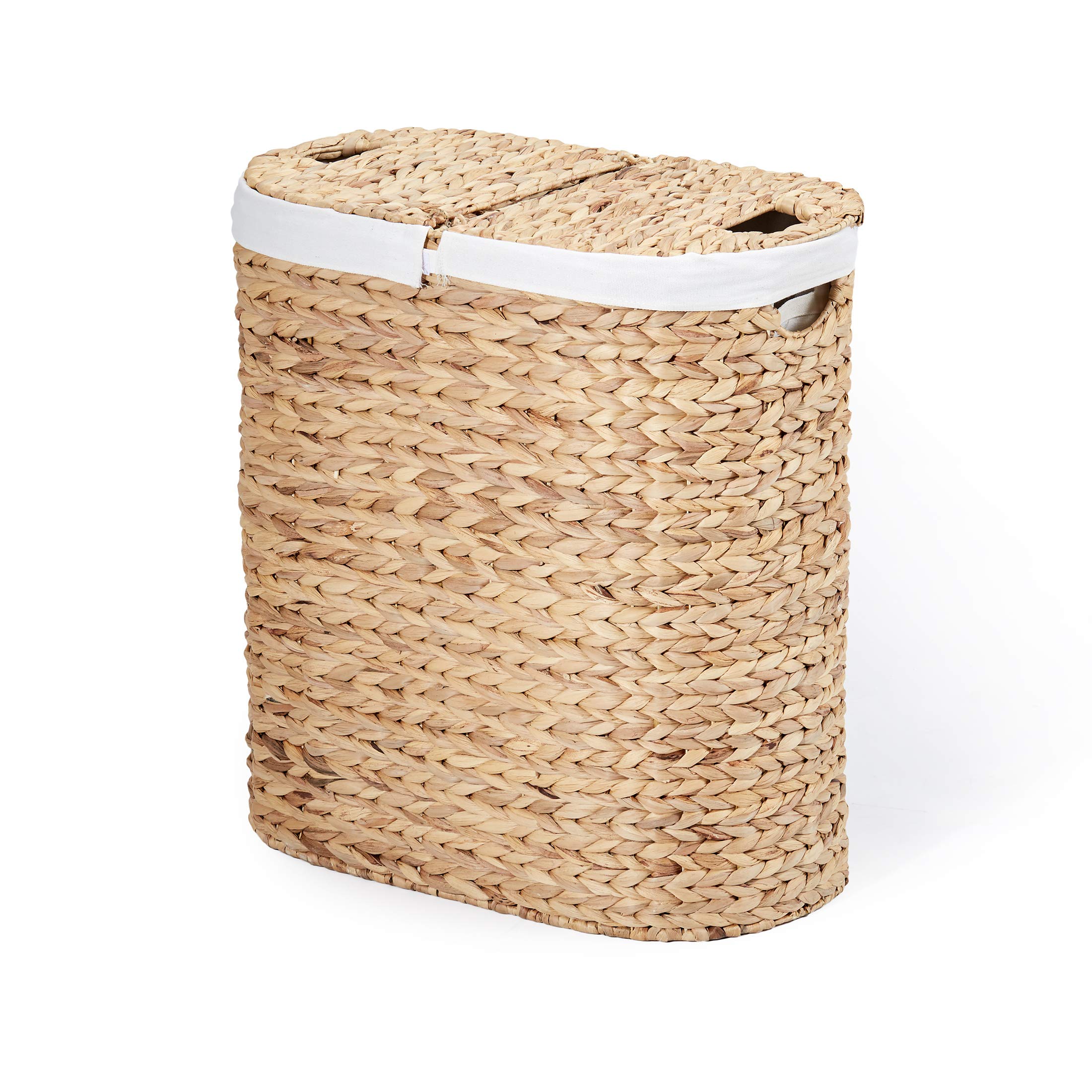 Seville Classics Premium Natural Handwoven Portable Laundry Bin Basket with Carrying Handles, Household Storage for Clothes, Linens, Sheets, Rattan, 3-Piece Hamper Set