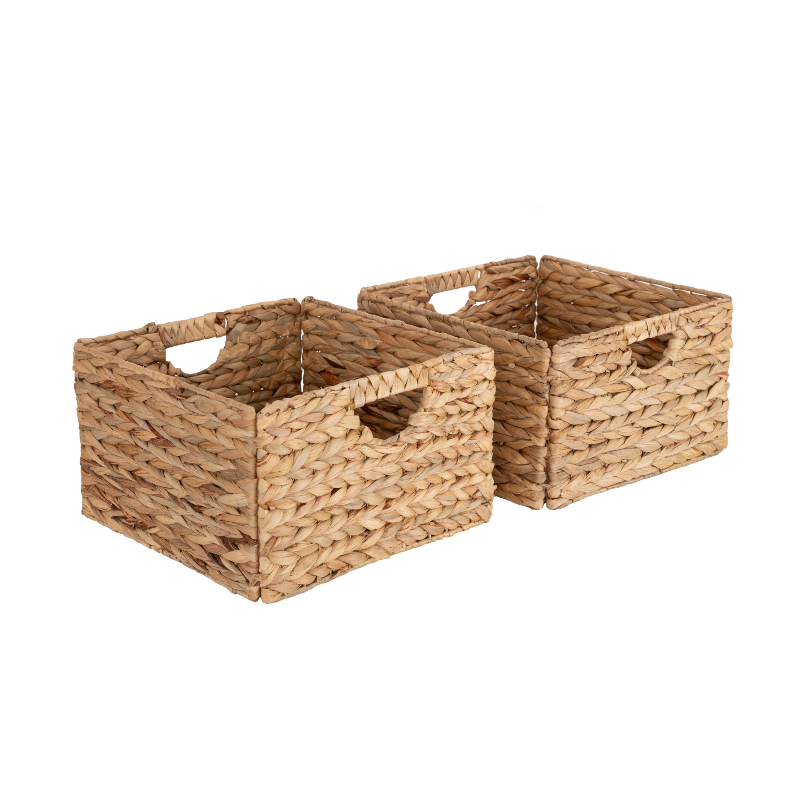 Seville Classics Premium Natural Handwoven Portable Laundry Bin Basket with Carrying Handles, Household Storage for Clothes, Linens, Sheets, Rattan, 3-Piece Hamper Set