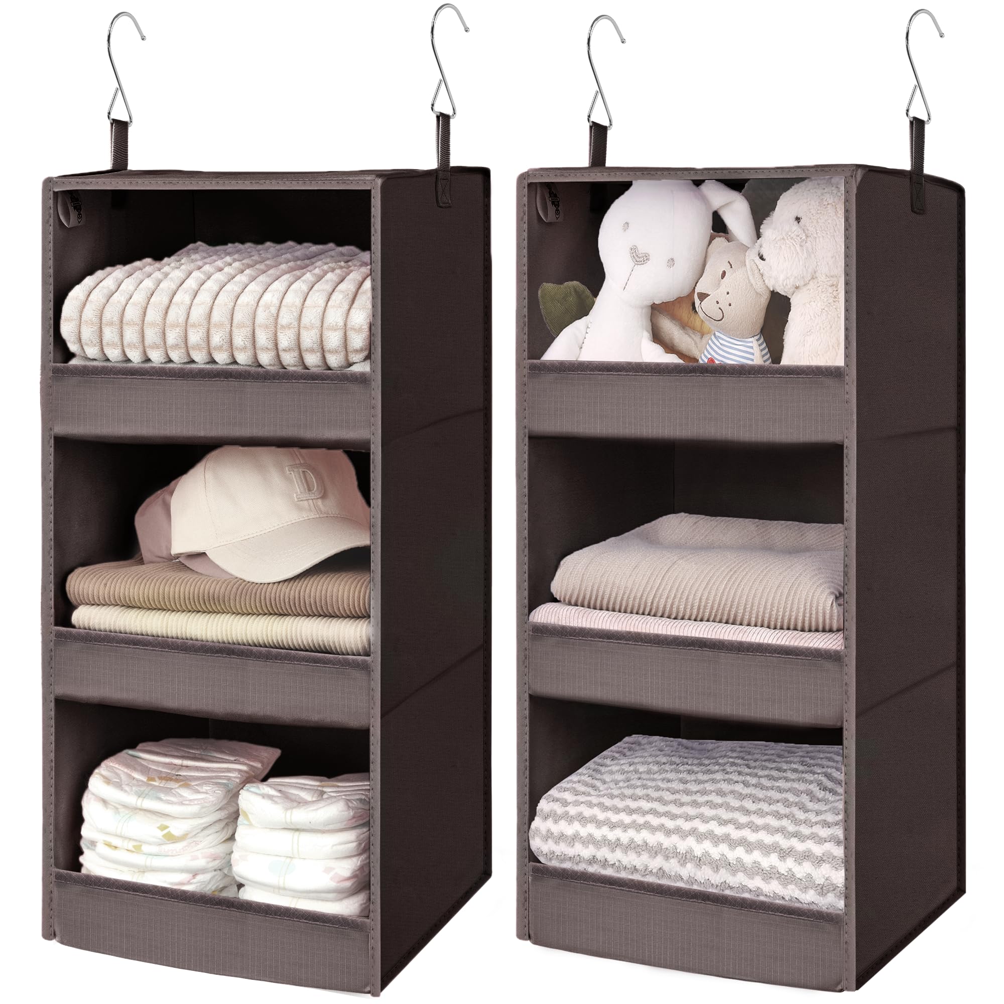 GRANNY SAYS 3-Shelf Hanging Closet Organizer and Storage, Collapsible Hanging Closet Shelves, Hanging Organizer for Closet & RV, Gray, 29 ½" H X 12" W X 12" D, 1-Pack