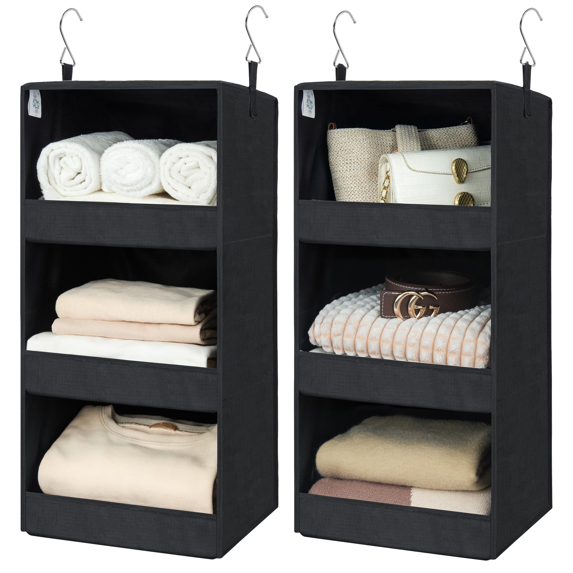 GRANNY SAYS 3-Shelf Hanging Closet Organizer and Storage, Collapsible Hanging Closet Shelves, Hanging Organizer for Closet & RV, Gray, 29 ½" H X 12" W X 12" D, 1-Pack