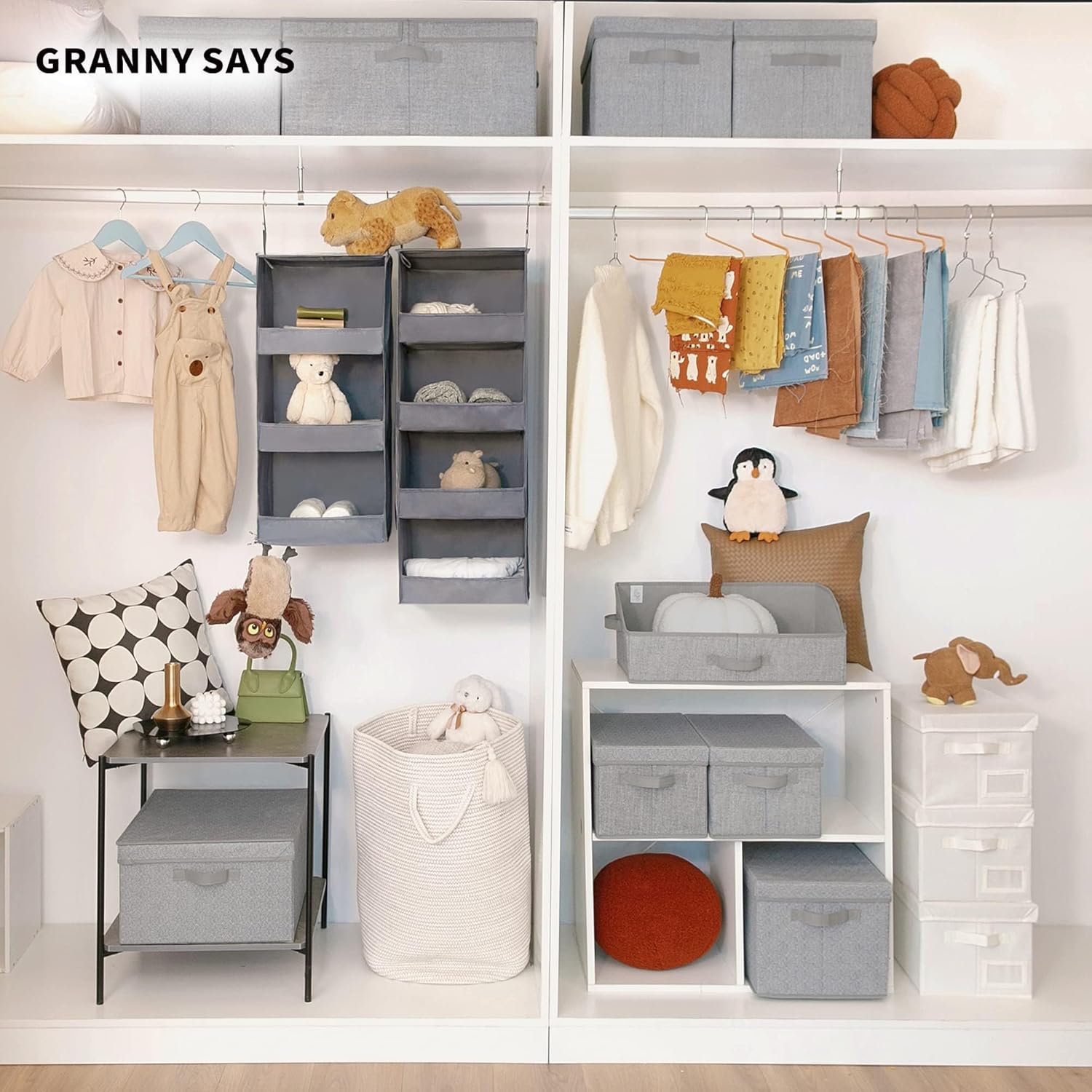 GRANNY SAYS 3-Shelf Hanging Closet Organizer and Storage, Collapsible Hanging Closet Shelves, Hanging Organizer for Closet & RV, Gray, 29 ½" H X 12" W X 12" D, 1-Pack