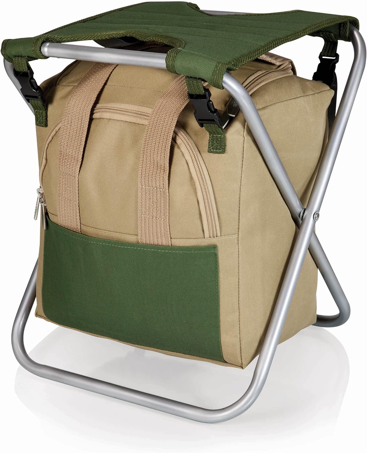 ONIVA - a Picnic Time brand Gardener Folding Seat With Tools, Garden Stool With Detachable Storage Tote Bag, Portable Chair Seat With Garden Tools Set Organizer, (Olive Green With Beige Accents)