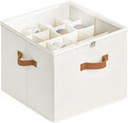 StorageWorks Shoe Organizer for Closet, Fits up to 16 Pairs, Shoe Cubby Storage Containers with Adjustable Dividers and Clear Cover, Beige