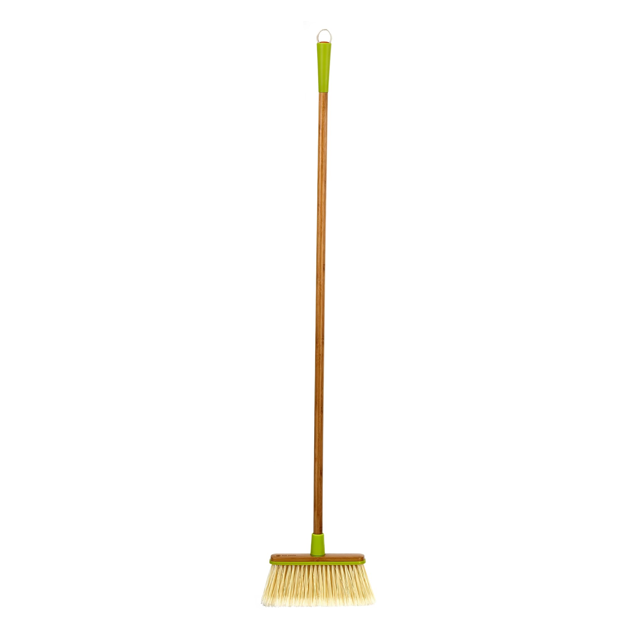 Full Circle Clean Sweep -Bamboo Broom -Angled for Precision in Tight Spaces, with Stiff Flagged Bristles for Indoor & Outdoor Cleaning -Ideal for Pet Hair, Kitchen, Hardwood, & Garage, White