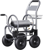 Giraffe Tools Hose Reel Cart with Wheels - Heavy Duty Industrial Hose Reel for Outside, 250-Feet of 5/8" Hose Capacity, Hose Guide Pre-Installed