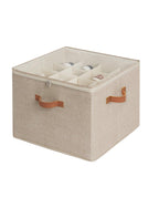 StorageWorks Shoe Organizer for Closet, Fits up to 16 Pairs, Shoe Cubby Storage Containers with Adjustable Dividers and Clear Cover, Beige