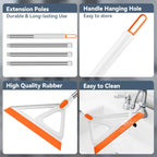 Multifunction Magic Broom, Silicone Squeegee Broom for Floor, Rubber Broom Sweeper for Living Room, Kitchen, Bathroom-Easy Dry The Glass (Orange, 54 INCH)
