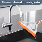 Multifunction Magic Broom, Silicone Squeegee Broom for Floor, Rubber Broom Sweeper for Living Room, Kitchen, Bathroom-Easy Dry The Glass (Orange, 54 INCH)