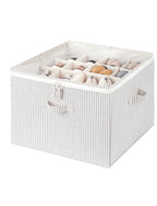 StorageWorks Shoe Organizer for Closet, Fits up to 16 Pairs, Shoe Cubby Storage Containers with Adjustable Dividers and Clear Cover, Beige