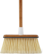 Full Circle Clean Sweep -Bamboo Broom -Angled for Precision in Tight Spaces, with Stiff Flagged Bristles for Indoor & Outdoor Cleaning -Ideal for Pet Hair, Kitchen, Hardwood, & Garage, White