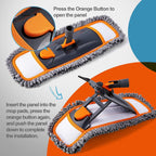Mops for Floor Cleaning with 3 Different Washable Pads and Extendable 55” Long Handle, Multifunction Dust Mop for Hardwood,Marble,Tile Floor Mopping,Orange
