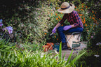 ONIVA - a Picnic Time brand Gardener Folding Seat With Tools, Garden Stool With Detachable Storage Tote Bag, Portable Chair Seat With Garden Tools Set Organizer, (Olive Green With Beige Accents)